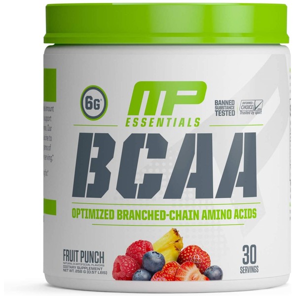 MusclePharm Essentials BCAA Powder, Post-Workout Recovery Drink, Fruit Punch, 30 Servings