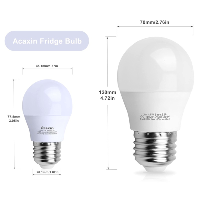 Acaxin LED Refrigerator Light Bulb 4W 40Watt Equivalent, Waterproof Fridge
