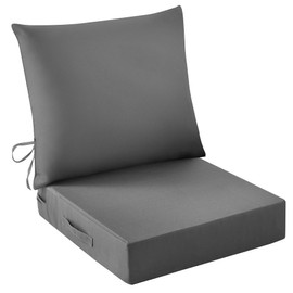 IASEAHK Outdoor Seat Cushion Set, Waterproof & Fade Resistant Patio Chair Cushions, Outdoors Cushion for Patio Furniture, 24 x 24 x 4 Inch, Outdoor Couch Cushions with Handle and Ties, Grey