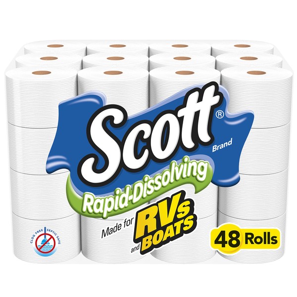 Scott Rapid Dissolving Toilet Paper, 4 Rolls (Pack of 12)