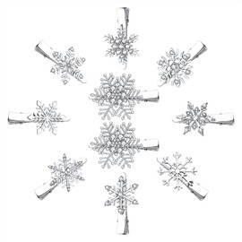 Boderier 10 Pack Snowflake Hair Clips Winter Christmas Rhinestone Snowflake Hairpin Hair Barrette Accessories Silver