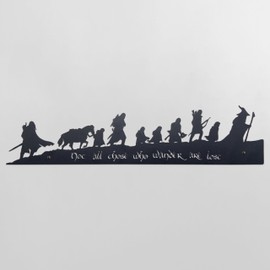 Xyverart Lord of The Rings Wall Art - LOTR Decor, Hobbit Decor, Metal Art for Home, Unique Gift for Lord Fans, 15.7" x 3.6"（Black）