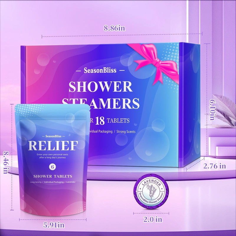 SeasonBliss Shower Steamers 18 Pack Set, Shower Bombs with 6