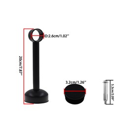 Curtain Rod Ceiling-Mount Bracket,Stainless Steel Ceiling-Mount Rod Holder,TTZEZE Heavy Duty Curtain Rod Holder,Shower Curtain Hanging Rod Supports Sockets (Black, H:20cm/7.87'' ID:2.6cm/1'' 2PCS)