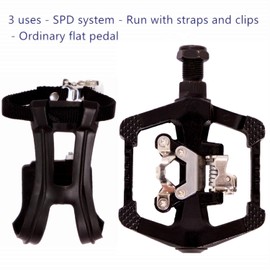 COZYROOMY SPD Pedals - Hybrid Pedal with Cage and Strap Suitable for Exercise Bikes, Spinning and All Bicycles with an Axle of 9/16 Inch