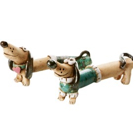 EnigmaSupplies Handmade Ceramic Dachshund Pair