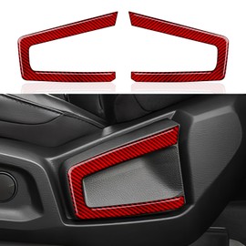Car Carbon Fiber Seat Recline Handle Panel Cover Trim Accessories for Ford Ranger XLT Lariat XL 2019 2020 2021 2022 2023 Interior Red