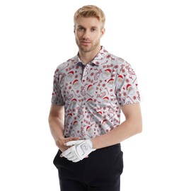 Funny Christmas Golf Polo Shirts for Men Vintage Christmas Shirt Crazy Christmas Golf Shirt Christmas Outfits Quick Dry Hawaiian Shirt