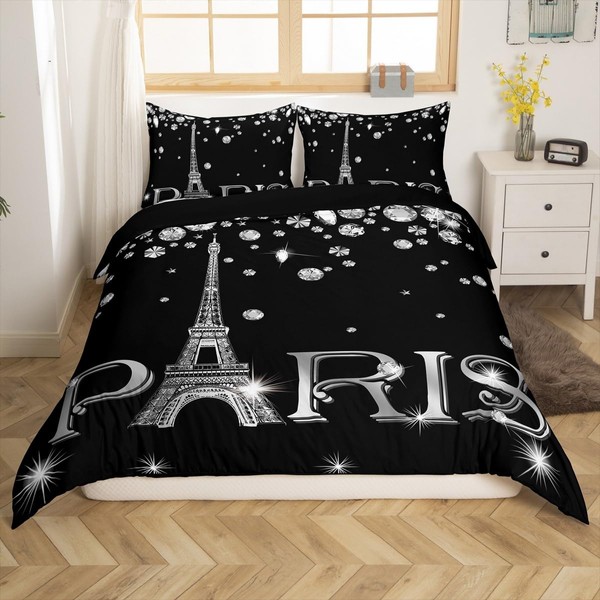 Erosebridal Paris Bedding Set for Girls Teens,Eiffel Tower Duvet Cover