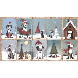 Whimsical Christmas dogs junk journal card toppers set of 10 junk journal cards