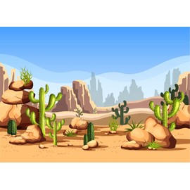 BELECO 10x8ft Fabric Cartoon Desert Cactus Backdrop Western Cowboy Baby Shower Birthday Party Decoration Wildwest Saguaro Cactus Plants Desert Scene Background Cowgirl Baby Kids Portrait Photoshoot