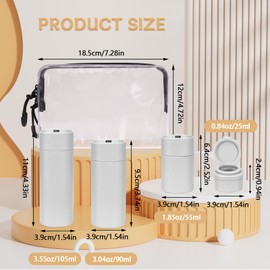 LELE LIFE 5Pcs Travel Bottles for Toiletries, Travel Size Containers with Leak-Proof Cap, Squeezable Travel Containers for Toiletries Refillable Travel Shampoo Bottles,Grey