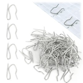 NECXON 50 Pcs Curtain Hooks, Metal Curtain Hooks Heavy Duty Zinc Metal Drapery Pin Hooks Pinch Pleat Curtain Hooks for Window Shower Bedroom Pencil Pleat Curtains