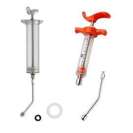 2Pcs Syringe with 2 Drench Nozzle Adjustable Dosage Reusable Drench Gun Syringe for Goat, Horse, Sheep, Dog, Pig, Cat (10ML+100ML)