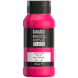 Liquitex Basics Acrylic Fluid Acrylic Paint with Flowing Consistency, Quick Drying, Non-Fading, Waterproof, Water-Based, 8870425, 118 ml Bottle, Fluorescent Pink