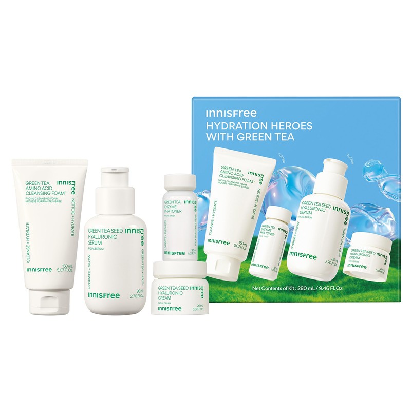 innisfree Hydration Heroes Green Tea Skincare Routine Set: Hydrate &