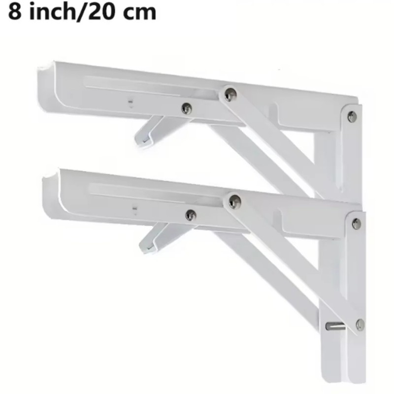2-Pack 8 Inch Folding Shelf Brackets, Metal Wall Mounted Locking