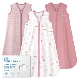 Looxii Baby Sleep Sack 0.5 TOG, 100% Cotton 3 Pack Wearable Blanket Baby Sleep Bag for Newborn Infant, 2-Way Zipper Lightweight Toddler Sleeping Sack 0-6 Months
