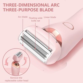 Livora Electric Shaver for Women, Bikini Trimmer for Women, 2 in 1 Wet & Dry Waterproof Electric Razors, Silk Glide Pro Shaver with Removable Head for Leg Arm Underarm Bikini Area