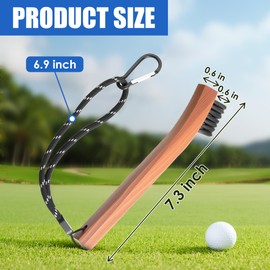 Feekoon 4 Pack Hickory Wood Golf Club Brush with Paracord Rope and Metal Clasp, Stiff Nylon Bristles Club Groove Cleaner Brush Tools, Golf Bag Carts Accessories for Men Women Golfer Lover Gift