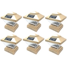Relightable 6-Pack Copper Color Square Solar Light Post Cap 4x4 PVC Fence 246C