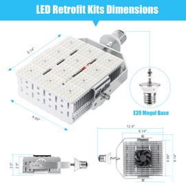 NUOGUAN 480V 240W LED Parking Lot Retrofit Kit 33600LM, 1000W MH/HID Replacement-ETL DLC E39 Base 5000K Shoebox LED Retrofit Lights for Outdoor Street Area Tennis Court Canopy Flood Enclosed Fixture