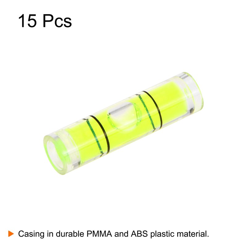 sourcing map 15pcs Small Cylindrical Bubble Level Vials 7x26.3mm PMMA