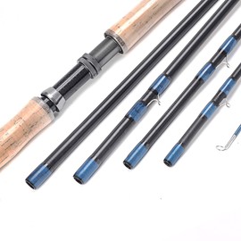 13ft 8-9wt or 14ft 9-10wt 6 Pieces Sections Carbon Spey Fly Fishing Rod Pole Double Hand Medium Fast Freshwater and Saltwater Fly Fishing (13ft 8-9wt)