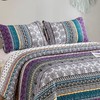 WONGS BEDDING Boho Quilt Set Queen Size, Purple Bohemian 3