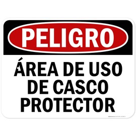 Danger Hard Hat Area Spanish OSHA Sign, 18x24 Inches, Rust Free .063 Aluminum, Fade Resistant, Made in USA by My Sign Center