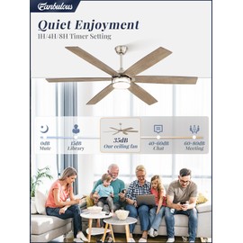 Fanbulous 65 Inch Ceiling Fans with Lights, Farmhouse Large Ceiling Fans with Remote, Brown&Grey Modern Ceiling Fan with LED Light, Quiet DC Motor for Living Room, Bedroom, Kitchen, Indoor