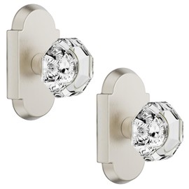 BonKuDoo Glass Door Knob, Dummy, 2 Pack, Nickel