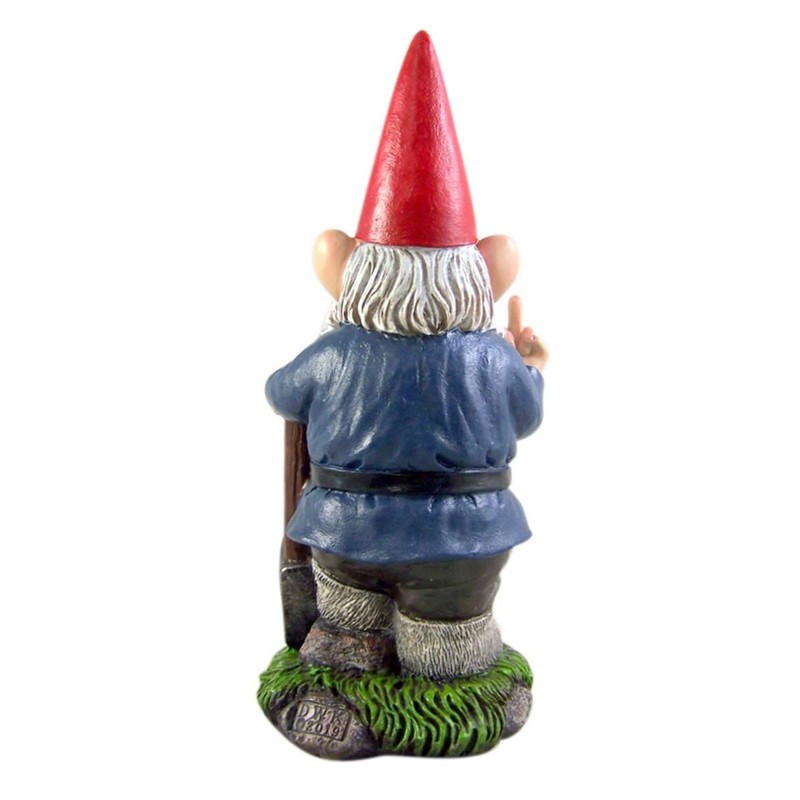 DWK Small Angry Garden Gnome with Shovel Figurine, 9 Inches
