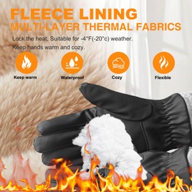 LOKZEER Winter Gloves for Men Women – Touch Screen Waterproof Windproof Warm Gloves with Thermal Lining for Running, Driving, Cycling, Hiking, and Cold Weather Outdoor Activities (Black, One Size)