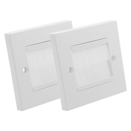 Batheidon Multimedia Wall Socket, Cable Grommet with Brush Cover, Flush-Mounted Box for TV, Speaker, Internet Cable, Suitable for Standard Sockets, 80 x 80 mm, Easy to Assemble, White