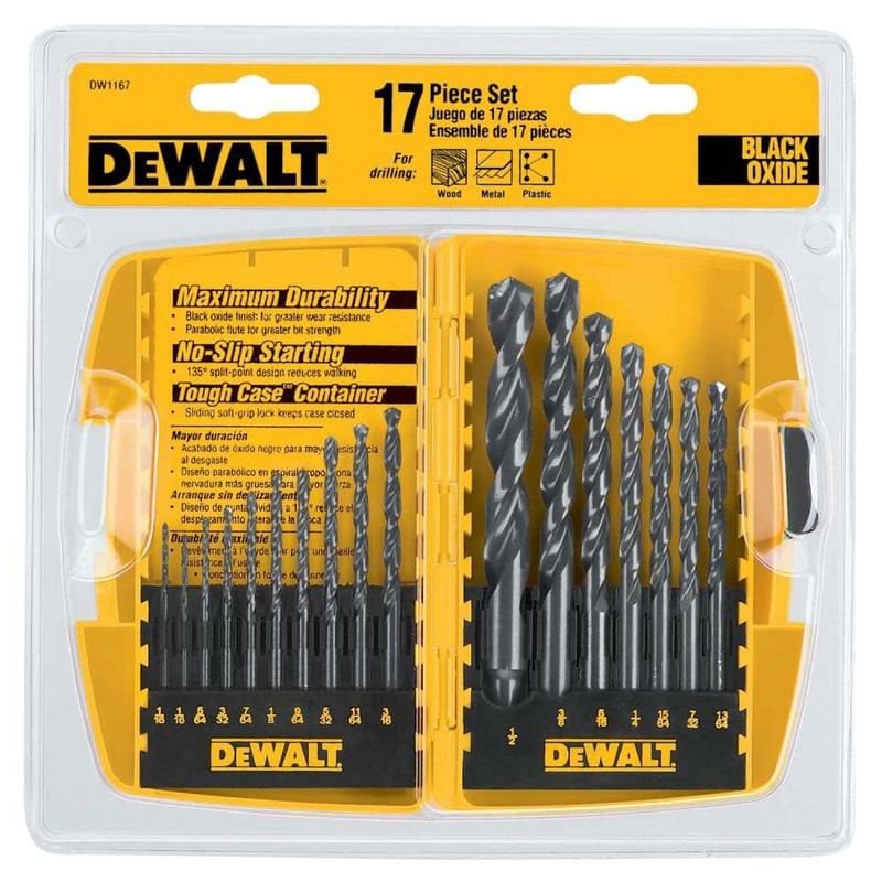 DEWALT DW1167 17-Piece Black-Oxide Split-Point Twist Drill Bit Assortment