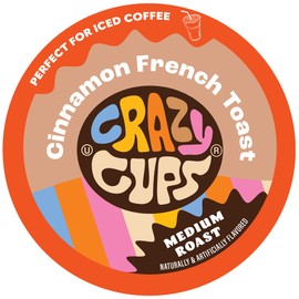 Crazy Cups Flavored Coffee Pods for Single Serve Keurig K Cups Machines, Cinnamon French Toast, Hot or Iced Coffee, Recyclable Pods, 22 count (Pack of 1)