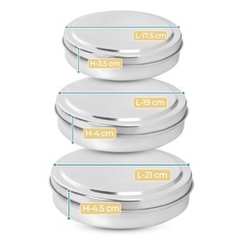 KSJONE Stainless Steel Chocolate Flat Slim and Sleek Canisters/Puri Dabba/Storage Containers Set of 3 Pcs Big Set (23 Oz, 30 Oz, 40 Oz)