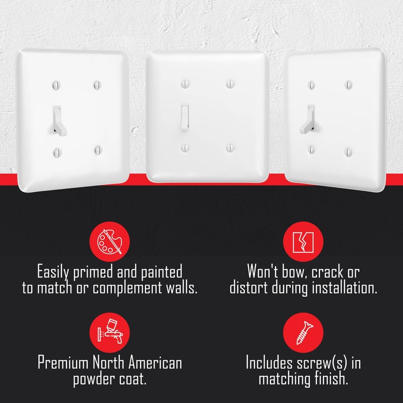 TayMac WRW-TB 2-Gang White Smooth Metal Maxi Toggle/Blank Wall Plate