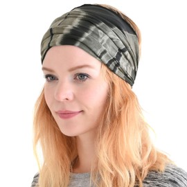 Casualbox Women HeadBand Bandana Band Hand Dyed Japanese Hair Marble Black(Size: One Size)