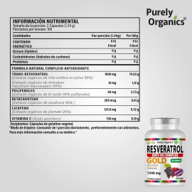 Resveratrol Anti-ox Complex Gold | 200 Caps | Antioxidante Sabor Sin sabor