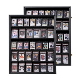 KCRasan 2 Pack 35 Graded Sports Card Display Frame -Baseball Card Display Case Lockable - Trading Card Collector Wall Display Holder for Basketball Football Cards, 98% UV Protection Acrylic
