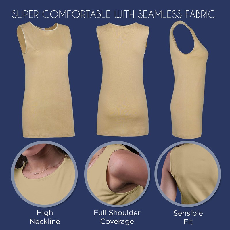 ロゼット Rosette Women’s Sleeveless Undershirt - Layering Cotton Tank Top–