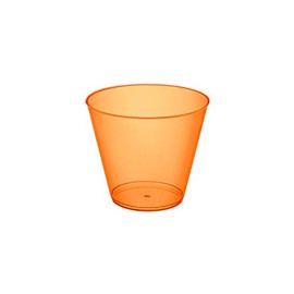 Party Essentials Hard Plastic 9-Ounce Party Cups/Old Fashioned Tumblers, 100-Count, Neon Orange