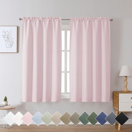 Chyhomenyc Bennet Blush Pink Curtains 54 Inch Length 2 Panels, Faux Linen Textured Semi Sheer Light Filtering Soft Airy Rod Pocket Window Treatment Drapes for Living Room Bedroom, Each 30" Wx54 L