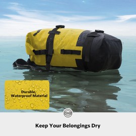 STOVER 25/30/40/55L Waterproof Dry Backpack- Large Floating Dry Bag for Kayaking, Travel, Paddle Boards, Tubing, Hiking, Fishing, Camping, Motorcycles, Beach, Heavy Duty Roll Top Men/Women (Yellow)