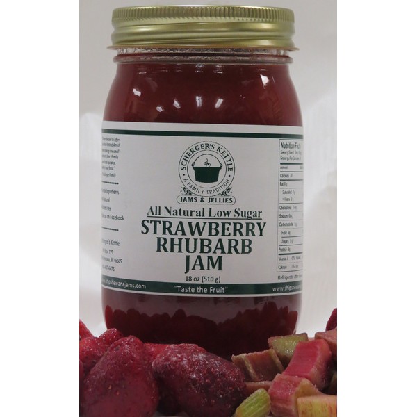 Strawberry Rhubarb Jam, All Natural/Low Sugar, 18 oz