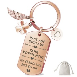 Sugeru Keyring with engraving - courage gift | gift best friend birthday | lucky charm | farewell gift | motivational gifts | for colleague children, Rose gold