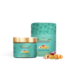 WE HERBAL Natural De Tan Ubtan Face Wash with Turmeric and Saffron Extracts Helps Reduce Sun Damage Kumkumadi Ubtan Face Wash for All Skin Types, 3.5 Fl Oz (100 g)