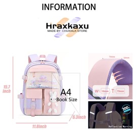 Cute Bunny Backpack, Kawaii Bunny Backpacks Girls,Back To School Large Capacity Waterproof Bookbag for Grades 1-6 Bags(Pink)
